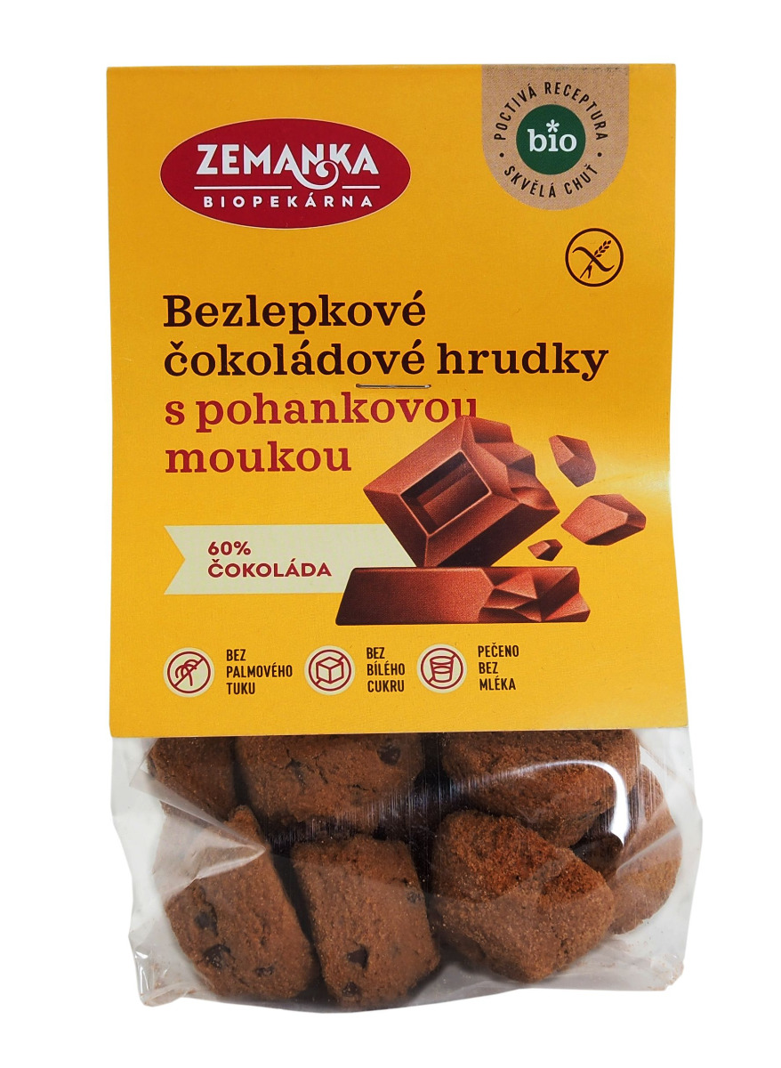 Zemanka BIO Čokoládové hrudky s pohankou a 60% hořkou čokoládou 100 g Zemanka