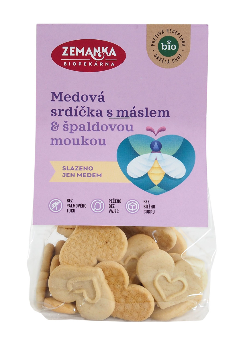 Zemanka BIO Medová srdíčka s máslem 100 g Zemanka