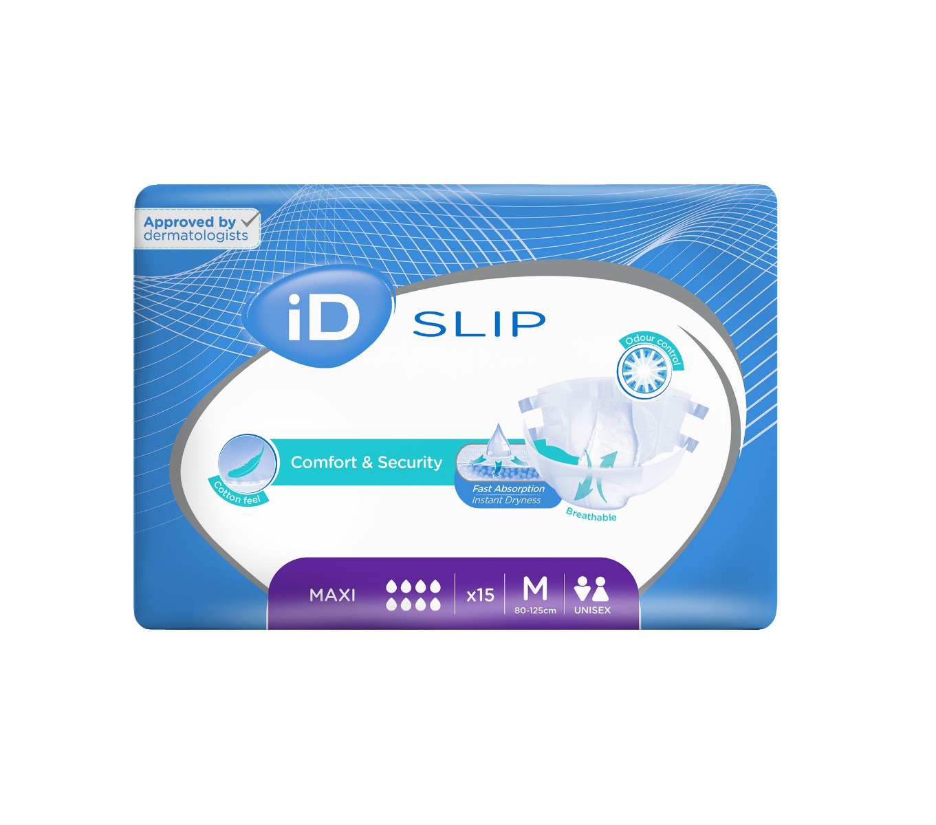 iD Slip Medium Maxi plenkové kalhotky s lepítky 15 ks iD