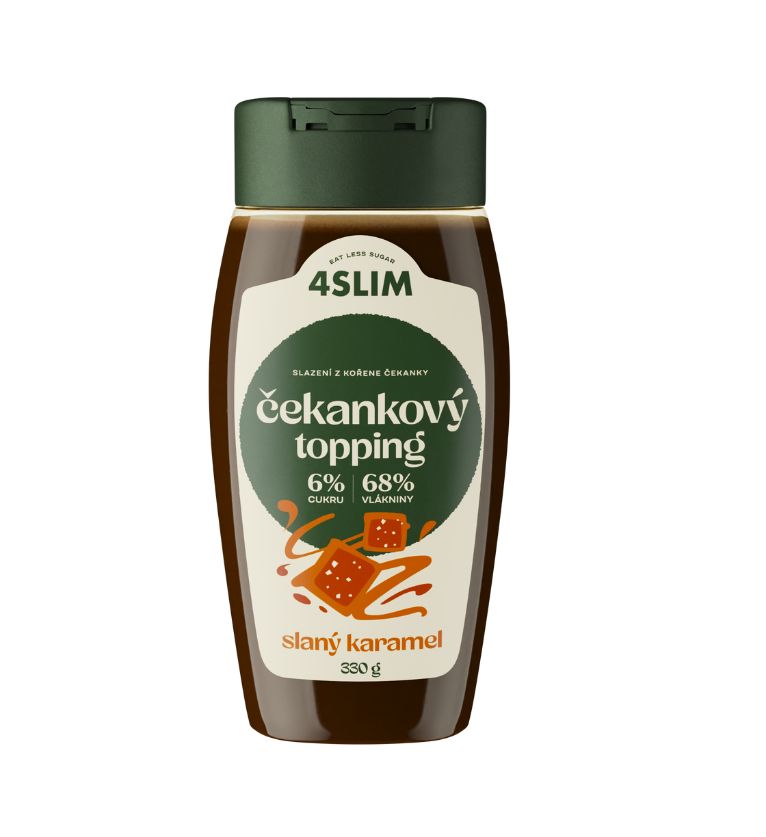 4Slim Čekankový topping slaný karamel Premium 330 g 4Slim