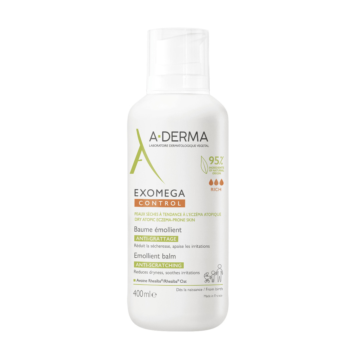A-Derma Exomega Control Emolienční balzám pro suchou kůži se sklonem k atopii 400 ml A-Derma