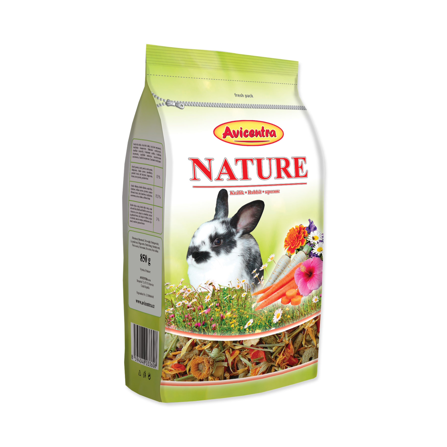 Avicentra Krmivo NATURE králík 850 g Avicentra