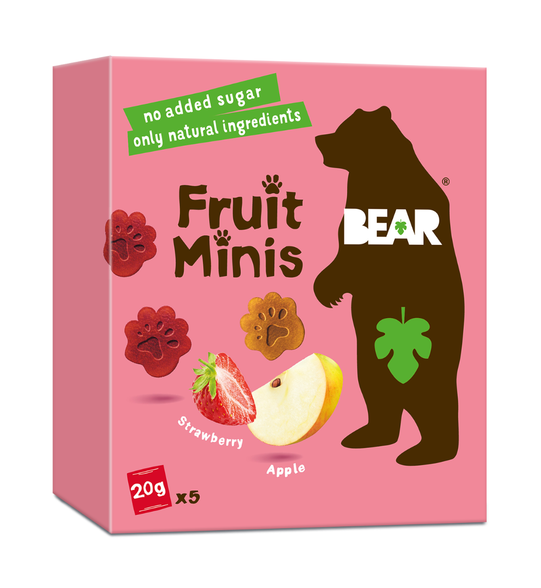 BEAR Fruit Minis jahoda a jablko 5x20 g BEAR
