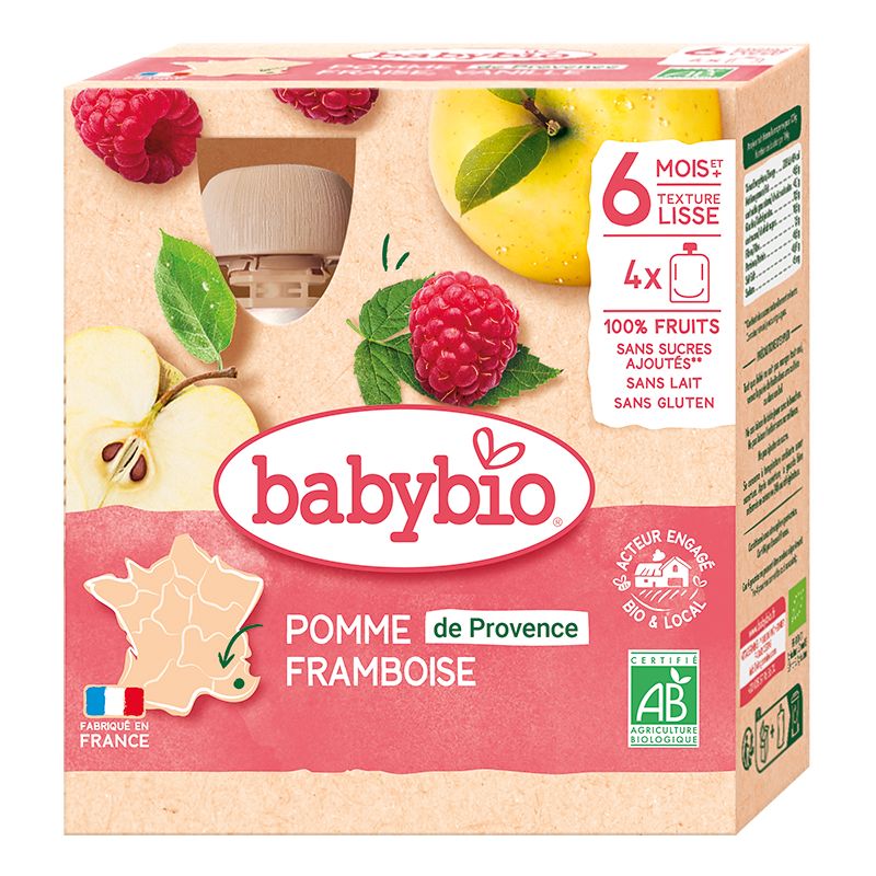 Babybio Jablko a malina kapsička 4x90 g Babybio
