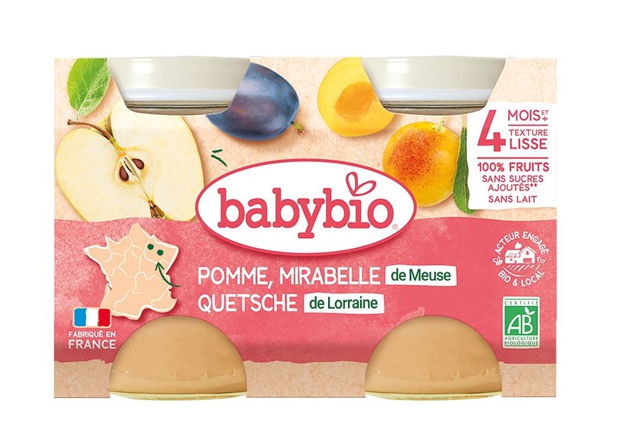 Babybio Jablko a mirabelky 2x130 g Babybio