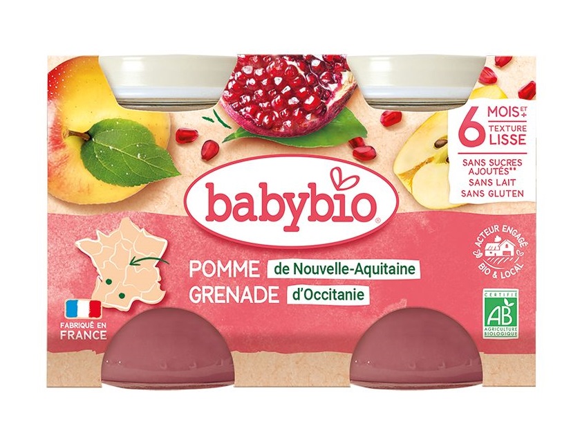 Babybio Jablko s granátovým jablíčkem 2x130 g Babybio