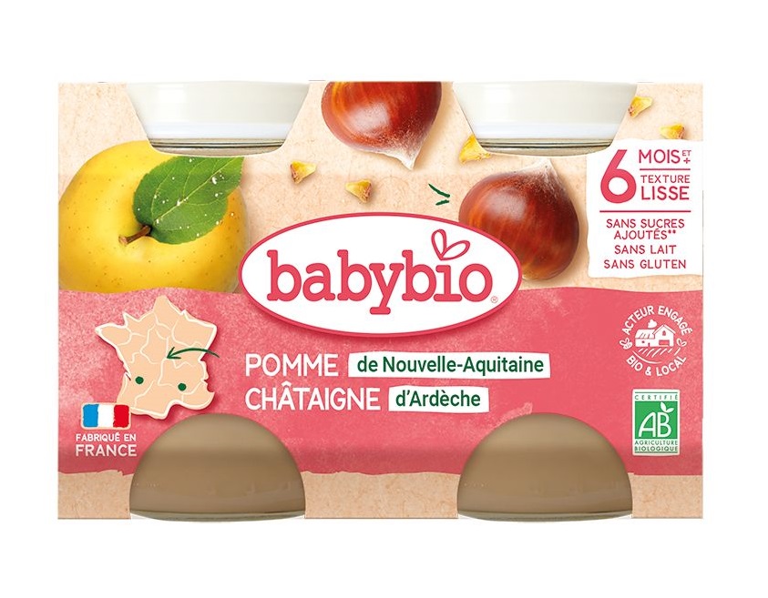 Babybio Jablko s kaštanovým pyré 2x130 g Babybio