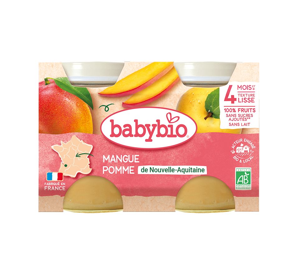 Babybio Mango a jablko 2x130 g Babybio