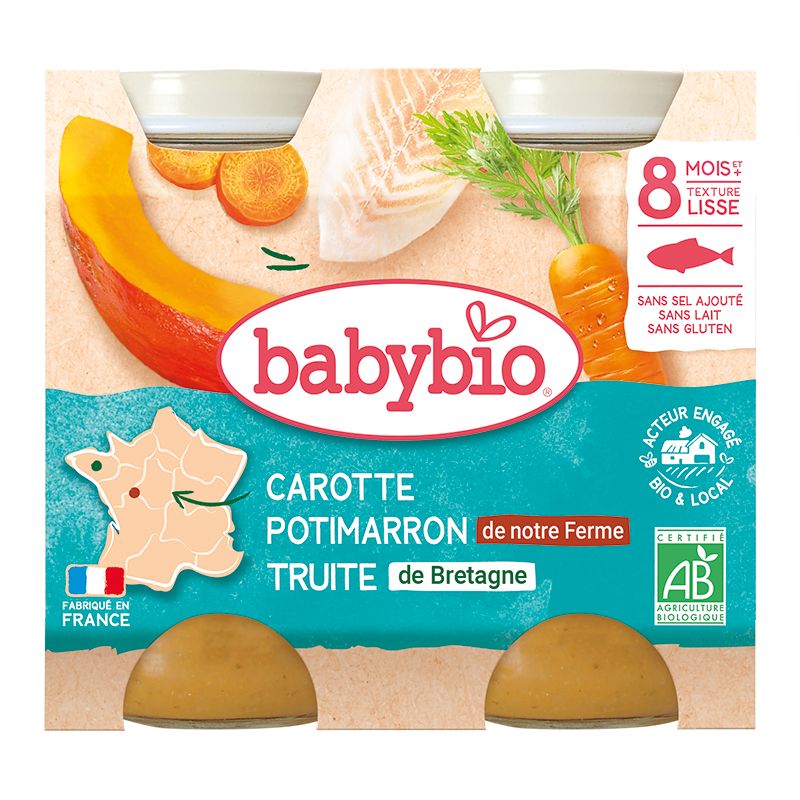 Babybio Mrkev a dýně se pstruhem 2x200 g Babybio