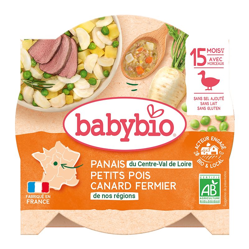 Babybio Pastinák s hráškem a farmářskou kachnou 260 g Babybio