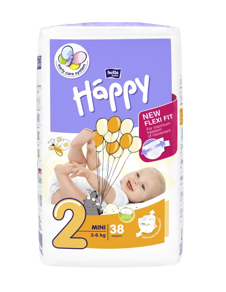 Bella Baby Happy Mini 3-6 kg dětské pleny 38 ks Bella
