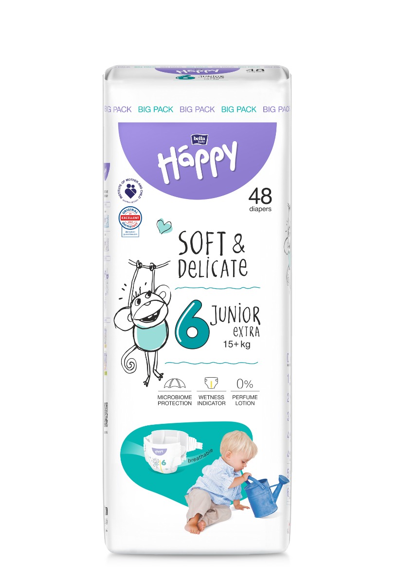 Bella Baby Happy Soft&Delicate 6 Junior Extra 15+ kg dětské pleny 48 ks Bella