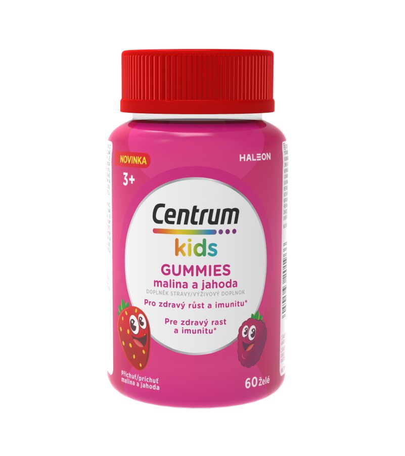 Centrum Kids Gummies multivitamín pro děti malina a jahoda želé 60 ks Centrum