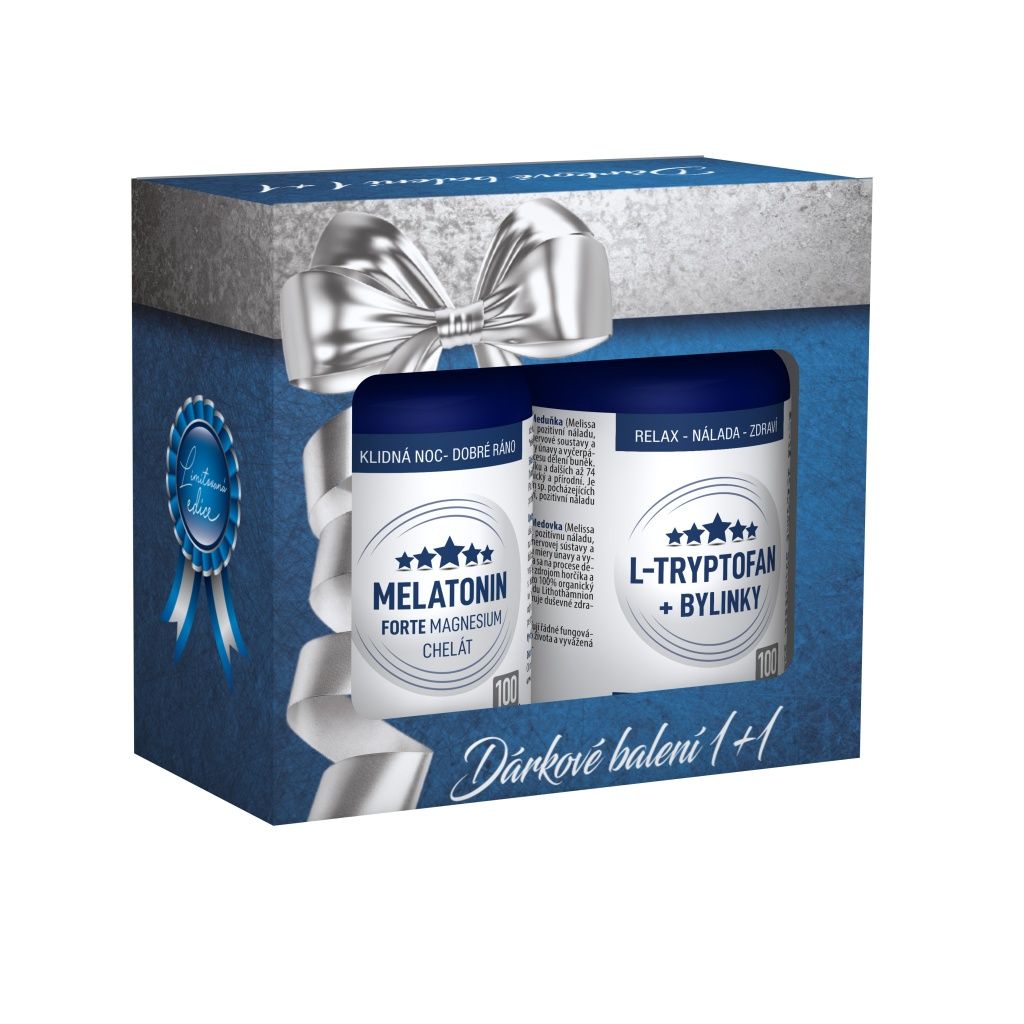 Clinical Melatonin Forte Magnesium chelát + L-Tryptofan + bylinky 100 tablet + 100 tobolek dárkové balení Clinical