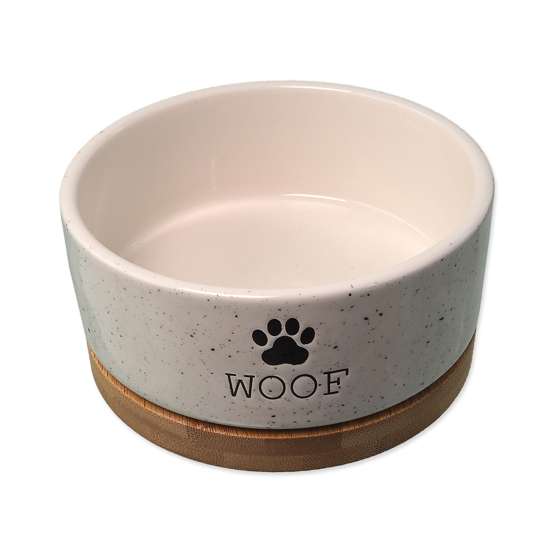 Dog Fantasy Miska keramická bílá WOOF s podtáckem 13x5