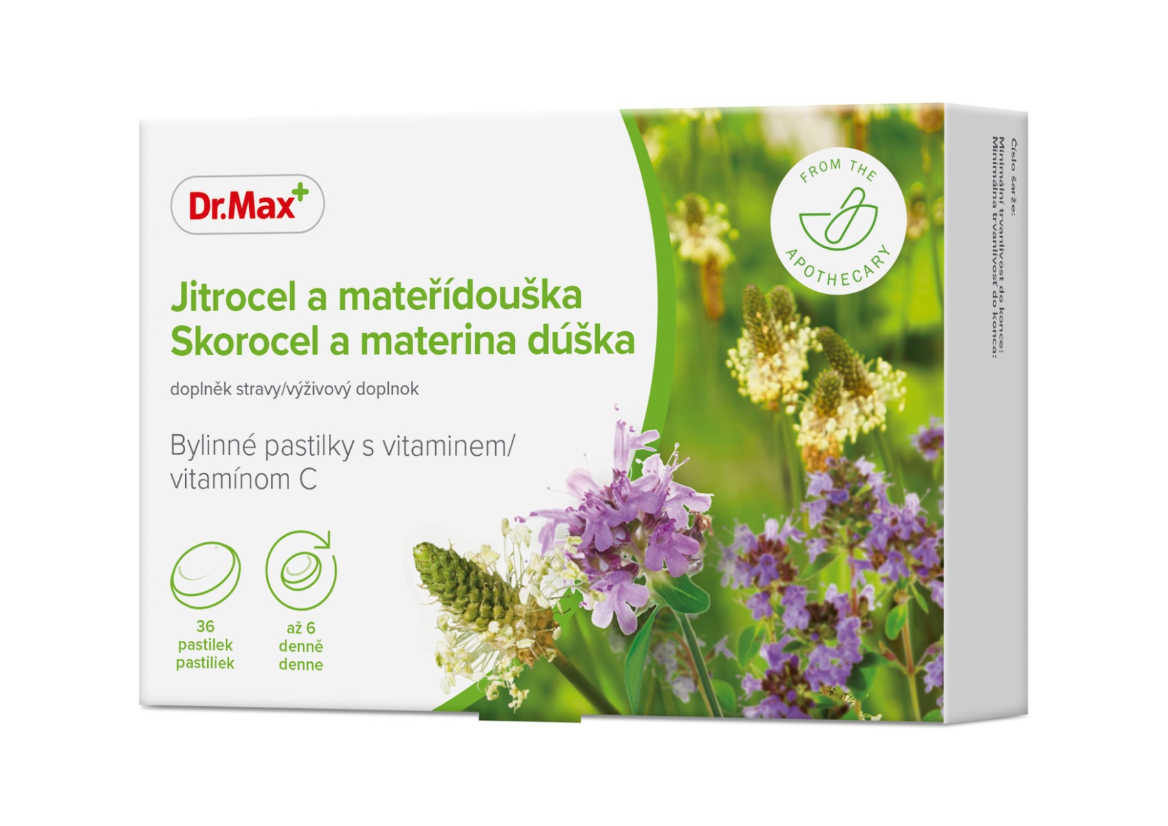 Dr. Max Herbal Jitrocel a mateřídouška bylinné pastilky 36 pastilek Dr. Max