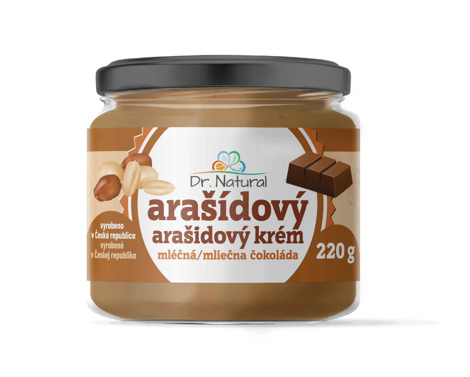 Dr. Natural Arašídový krém s mléčnou čokoládou 220 g Dr. Natural