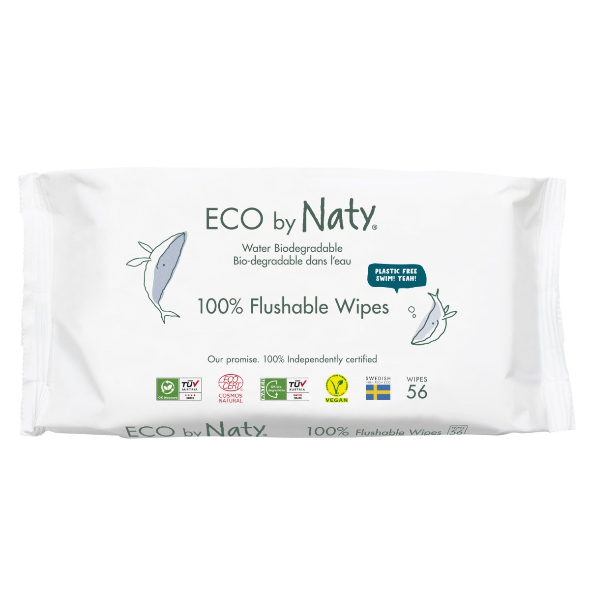 ECO by Naty Vlhčené ubrousky bez vůně splachovatelné 56 ks ECO by Naty