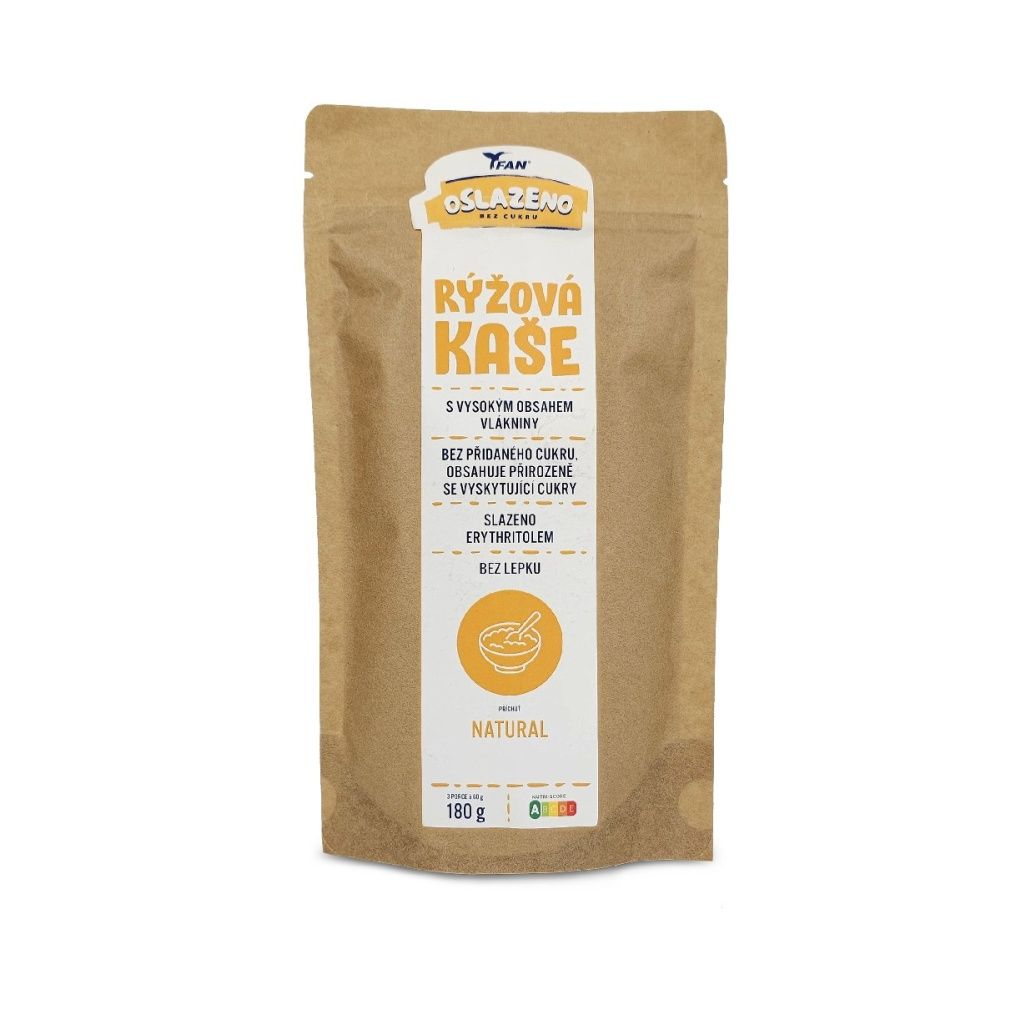 FAN sladidla Oslazeno bez cukru Rýžová kaše natural 180 g FAN sladidla