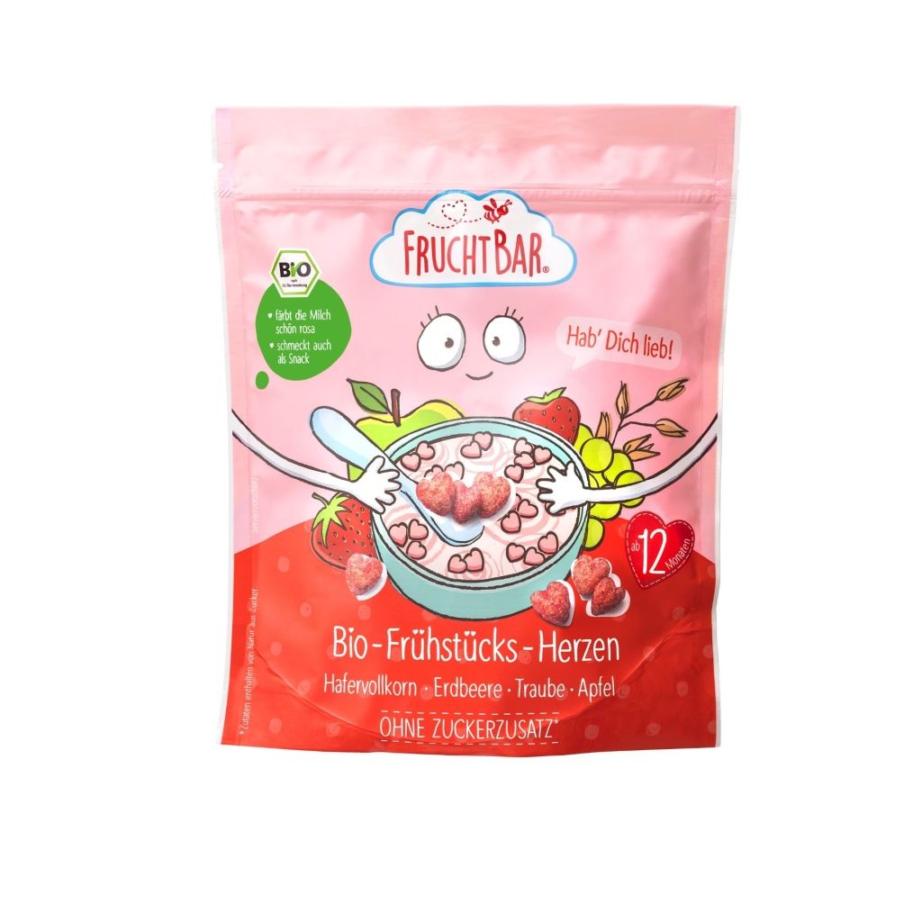 FruchtBar BIO Cereálie srdíčka s jahodami