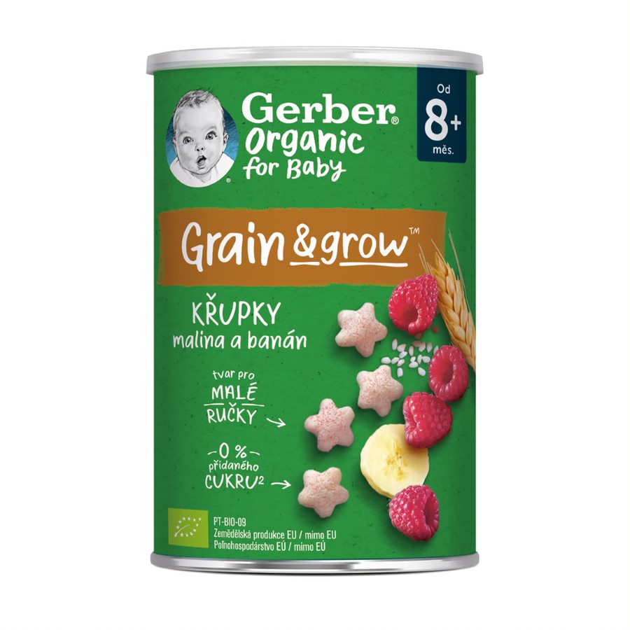 Gerber Organic Křupky s malinou a banánem BIO 8m+ 35 g Gerber