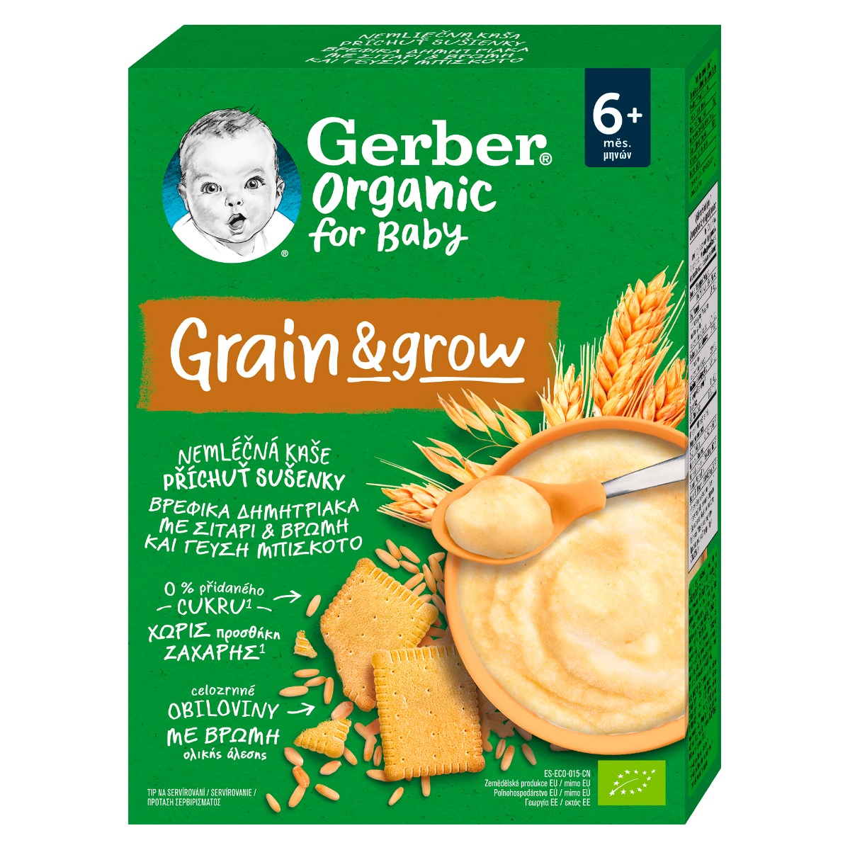 Gerber Organic Nemléčná kaše s příchutí sušenky 200 g Gerber