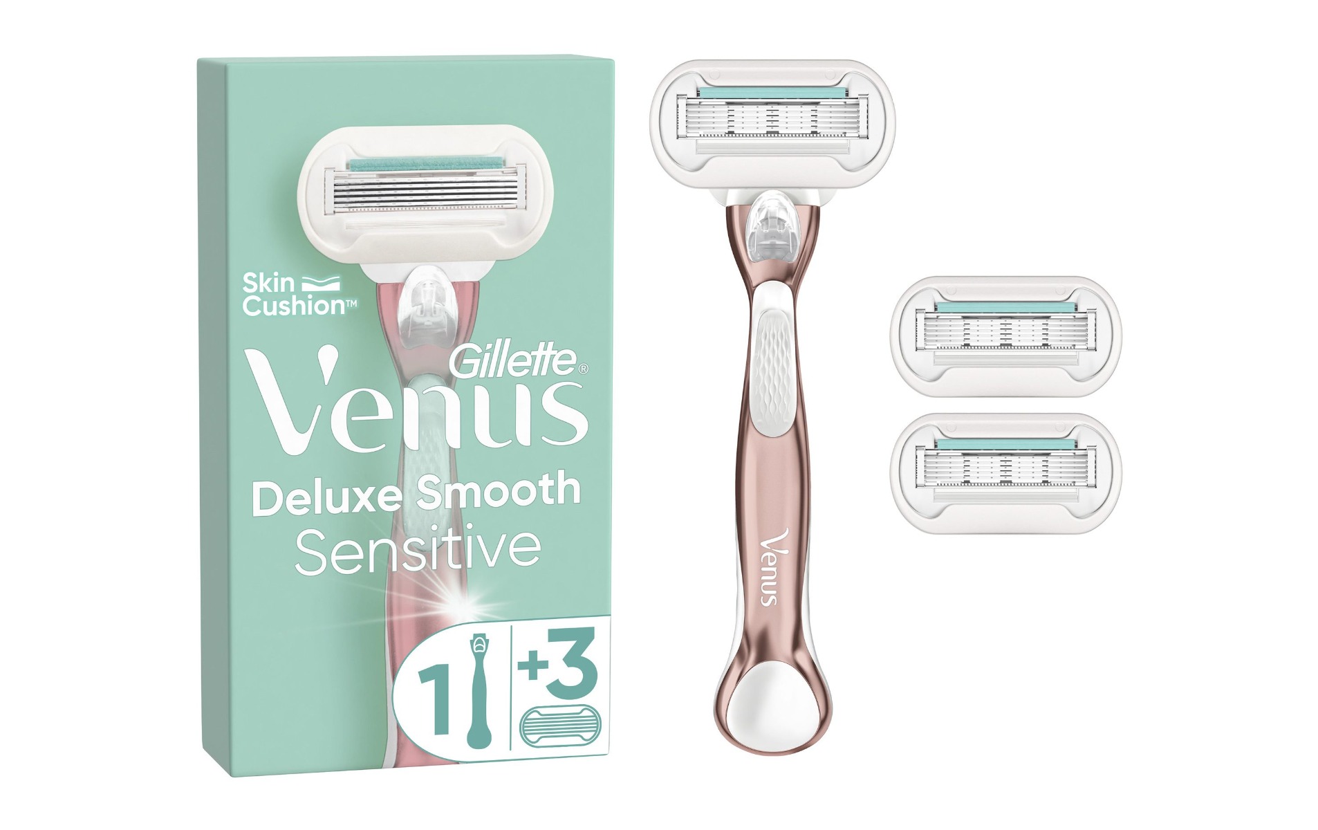 Gillette Venus Deluxe Smooth Sensitive RoseGold dámský holicí strojek + 3 hlavice Gillette