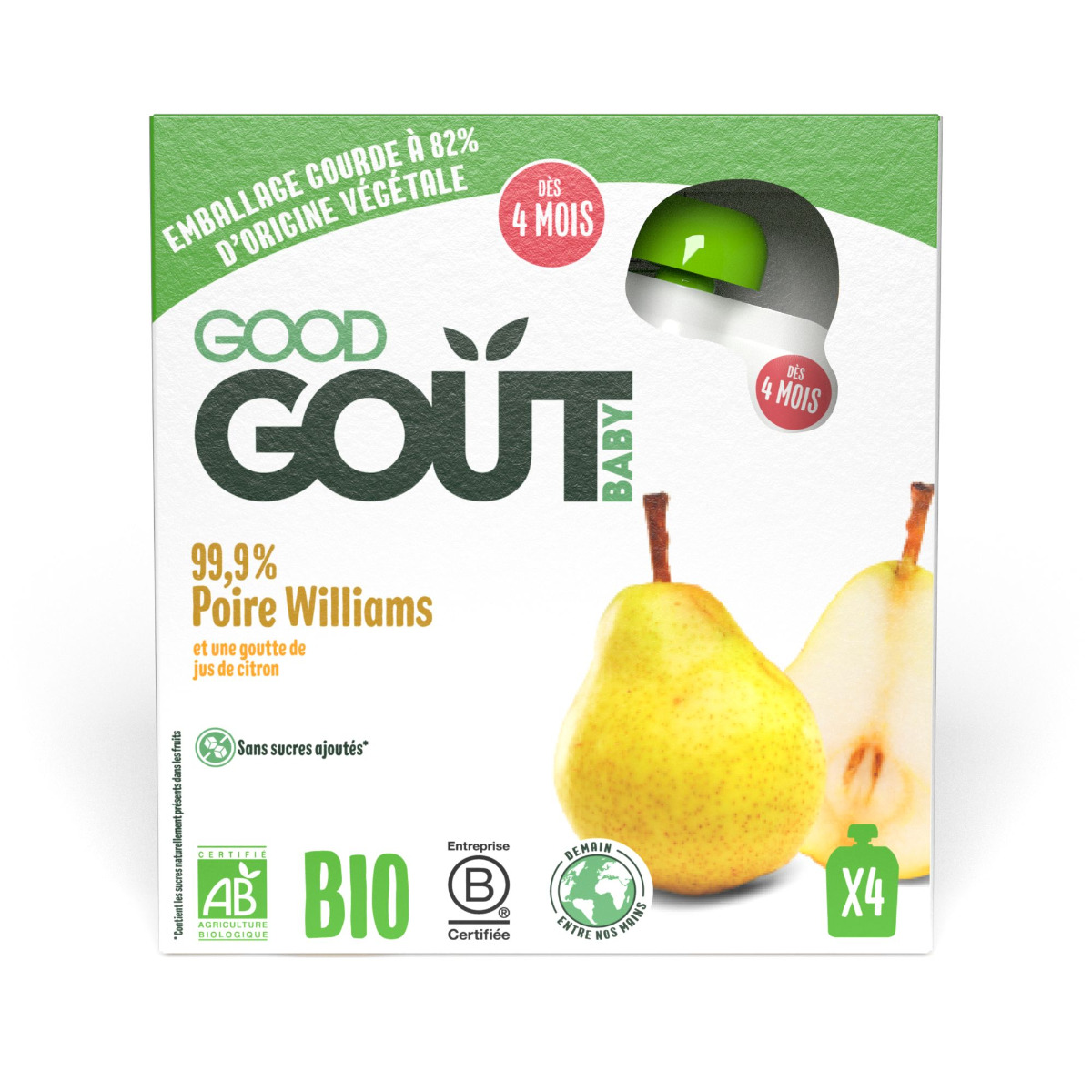 Good Gout BIO Hruška 4m+ 4x85 g Good Gout