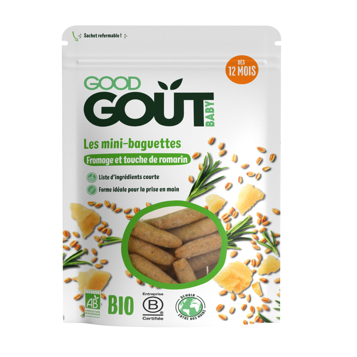 Good Gout BIO Mini bagetky s rozmarýnem a sýrem 10m+ 70 g Good Gout