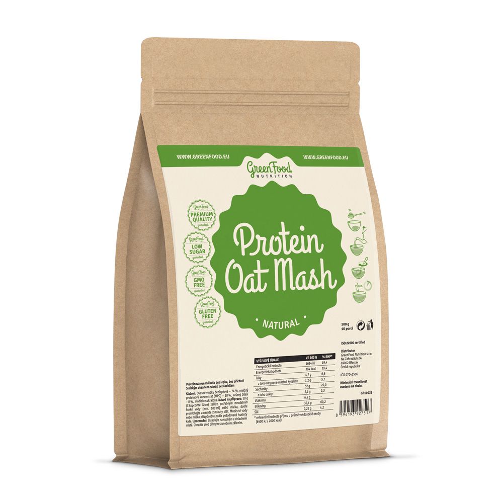 GreenFood Nutrition Proteinová ovesná kaše natural 500 g GreenFood Nutrition