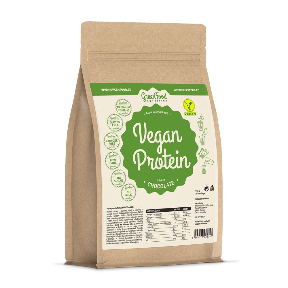 GreenFood Nutrition Vegan Protein čokoláda 750 g GreenFood Nutrition