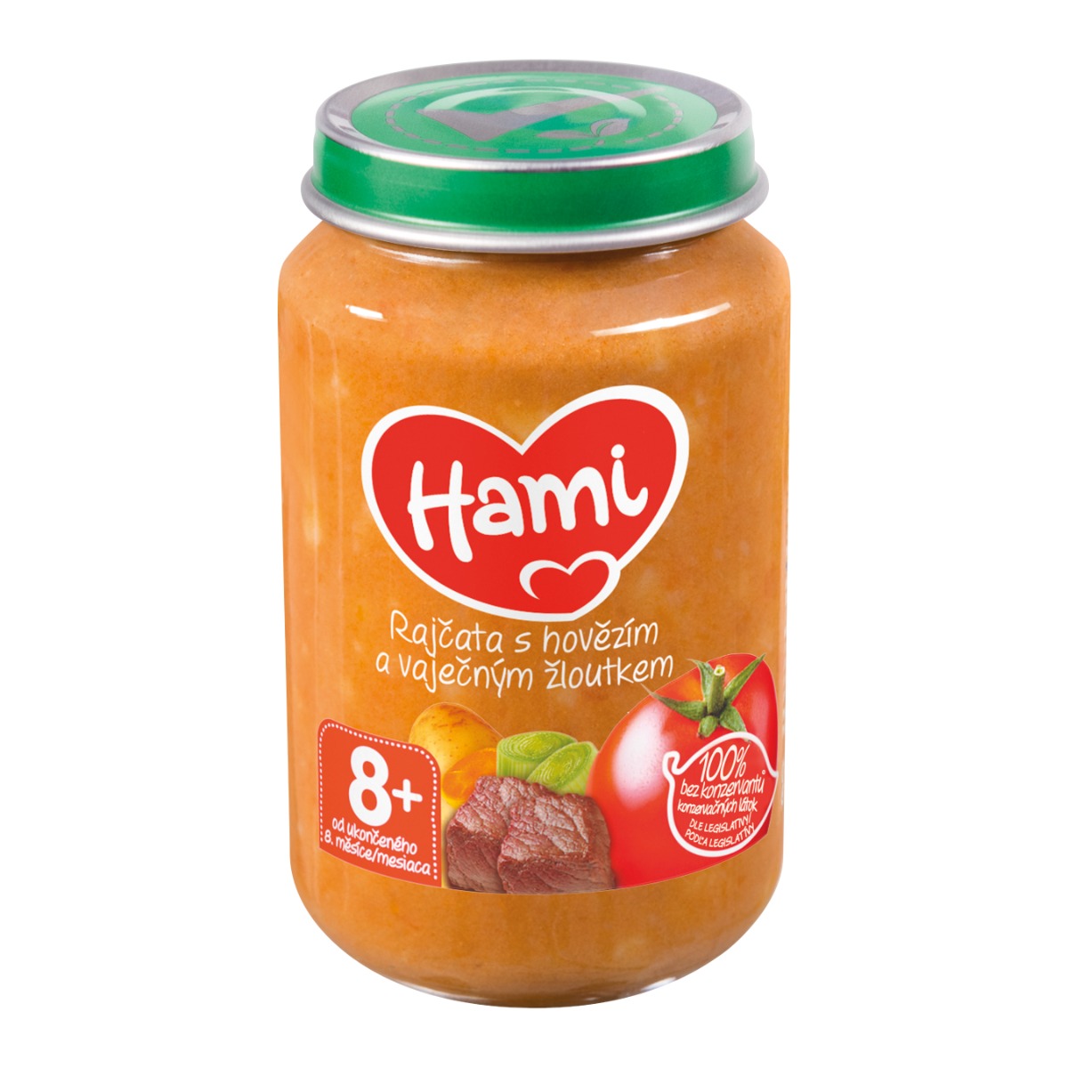 Hami Rajčata s hovězím a vaječným žloutkem 8m+ 200 g Hami
