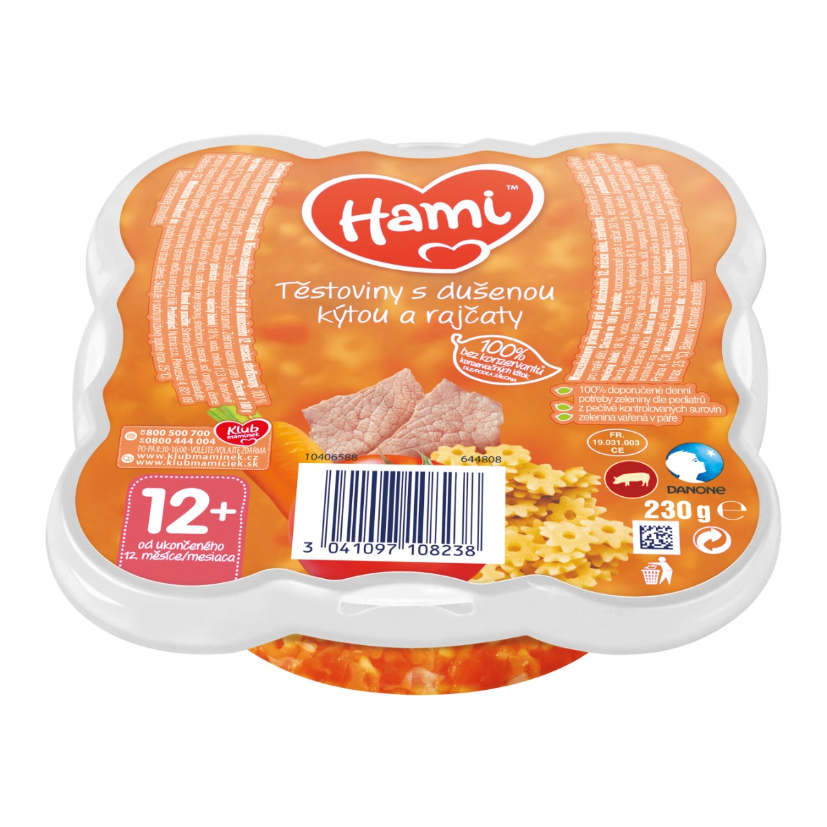 Hami Těstoviny s dušenou kýtou a rajčaty 230 g Hami