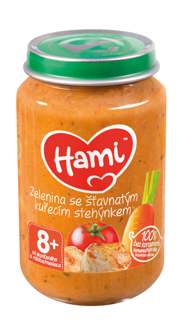 Hami Zelenina se šťavnatým kuřecím stehýnkem 8m+ 200 g Hami