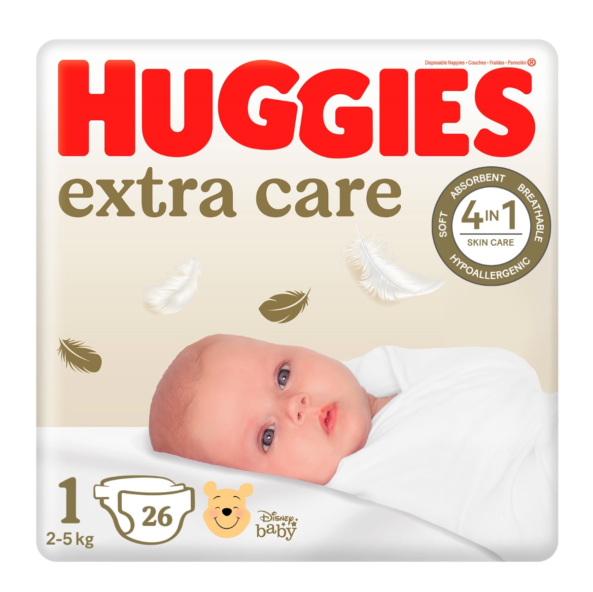 Huggies Extra Care 1 2–5 kg dětské pleny 26 ks Huggies
