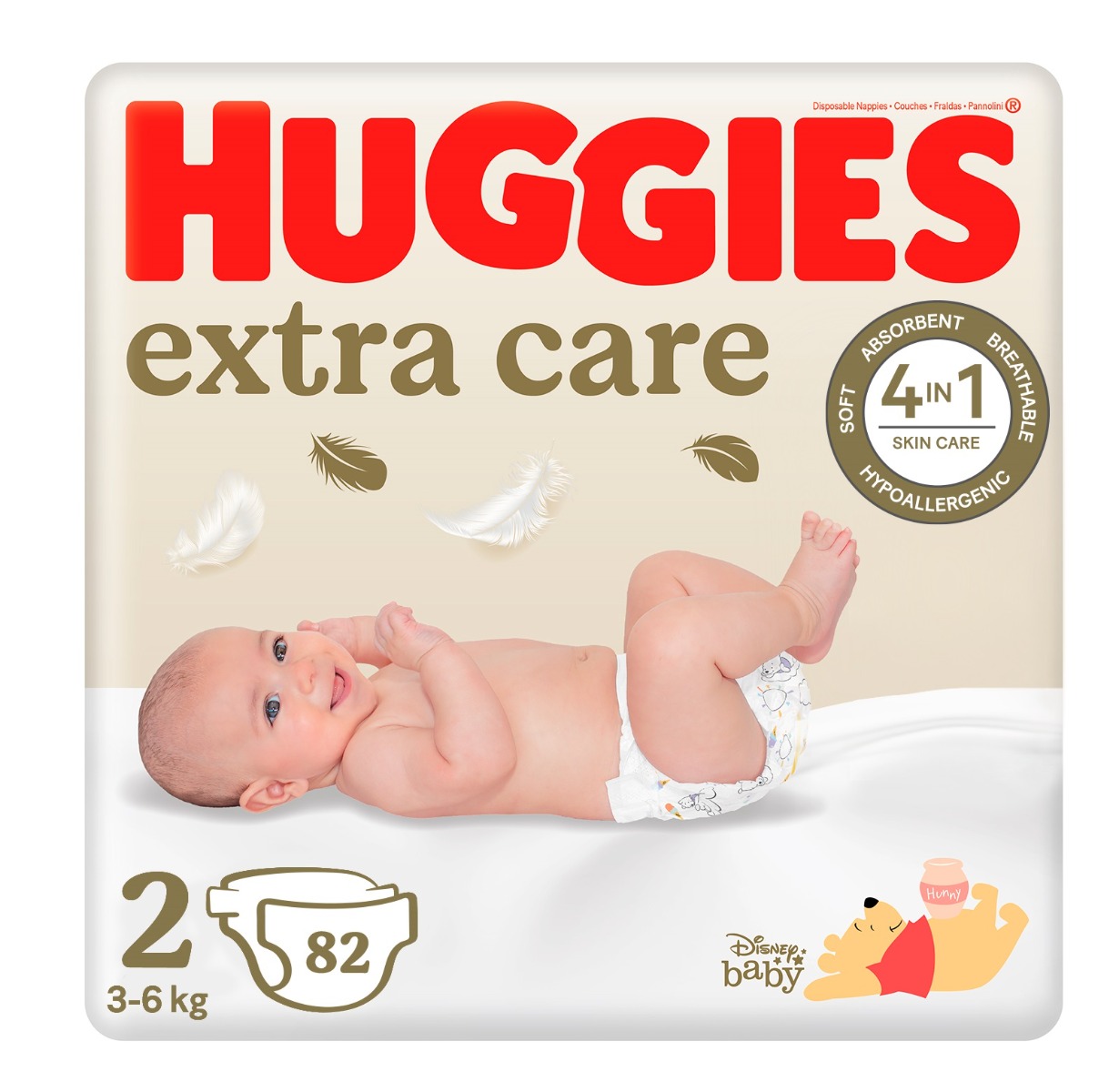 Huggies Extra Care 2 3–6 kg dětské pleny 82 ks Huggies