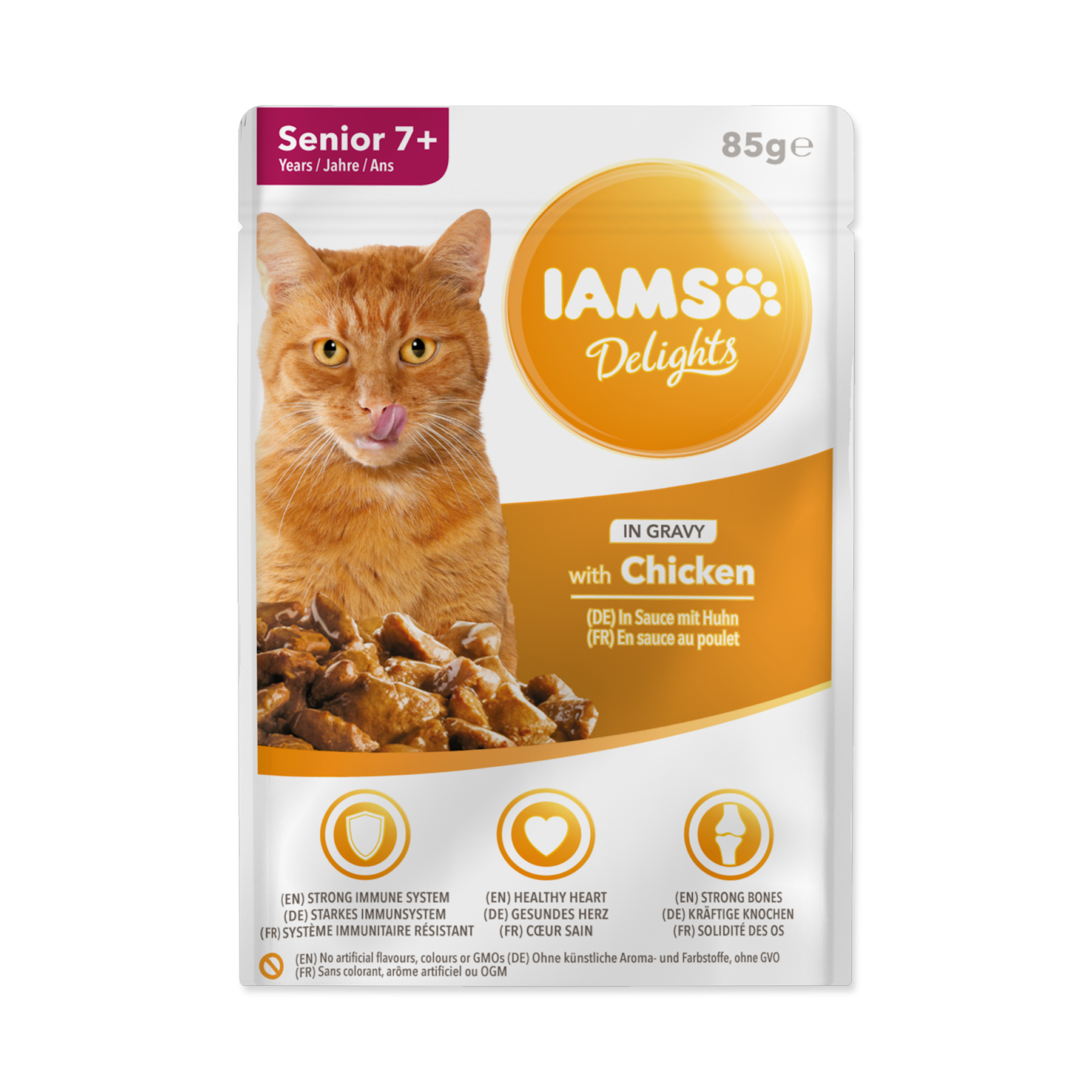 IAMS Delights Adult Senior kuře v omáčce kapsička 85 g IAMS