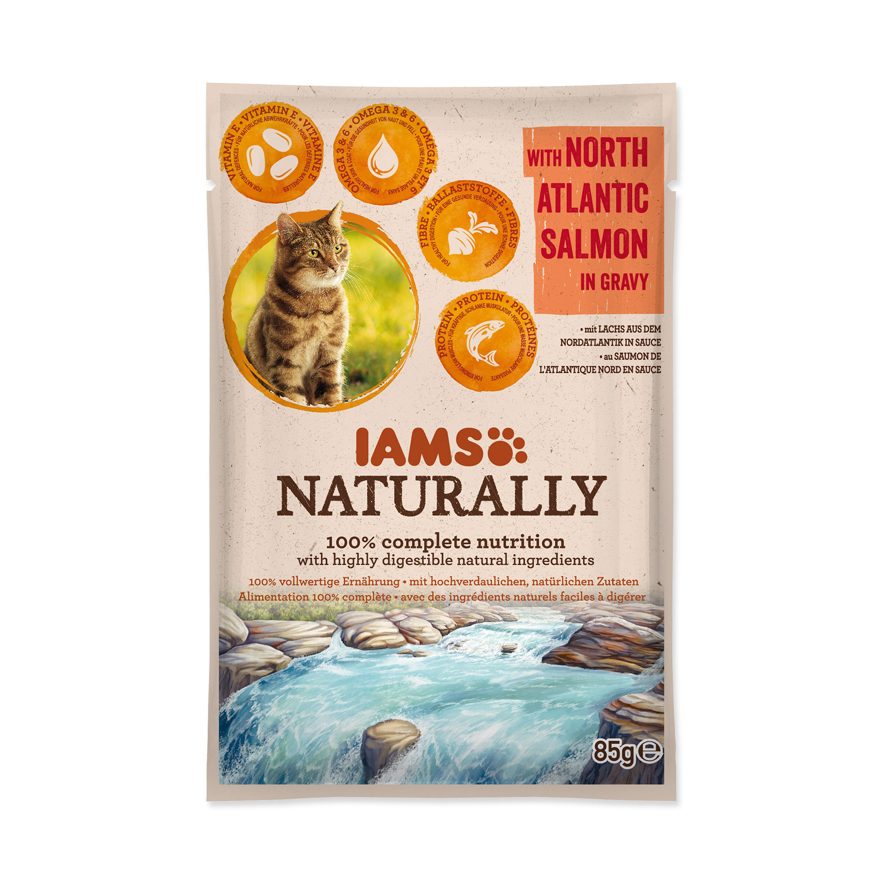 IAMS Naturally Adult losos v omáčce kapsička 85 g IAMS