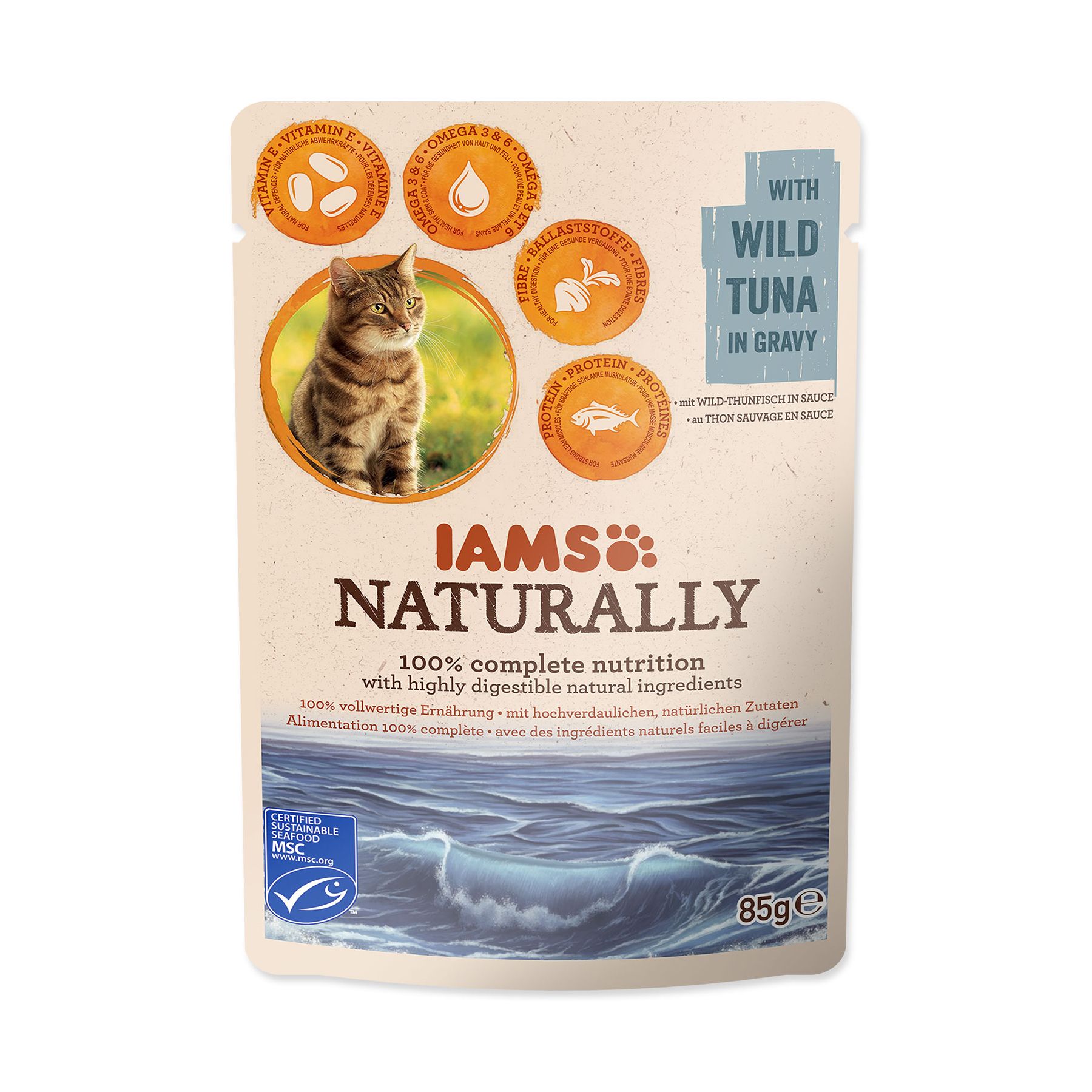 IAMS Naturally Adult tuňák v omáčce kapsička 85 g IAMS