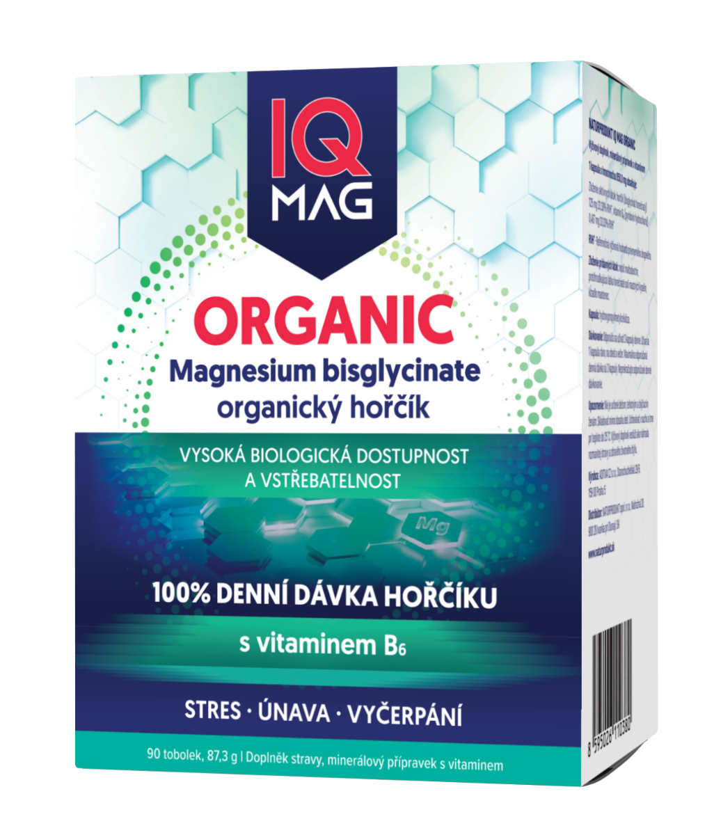 IQ Mag ORGANIC Magnesium 375 mg + vitamín B6 90 tobolek IQ Mag