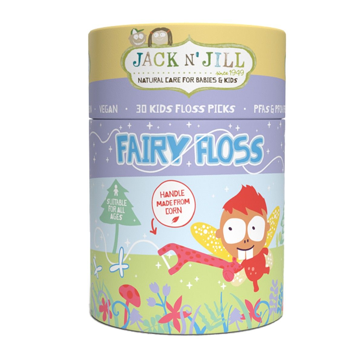 JACK N' JILL Fairy Floss Zubní nit s rukojetí pro děti 30 ks JACK N' JILL