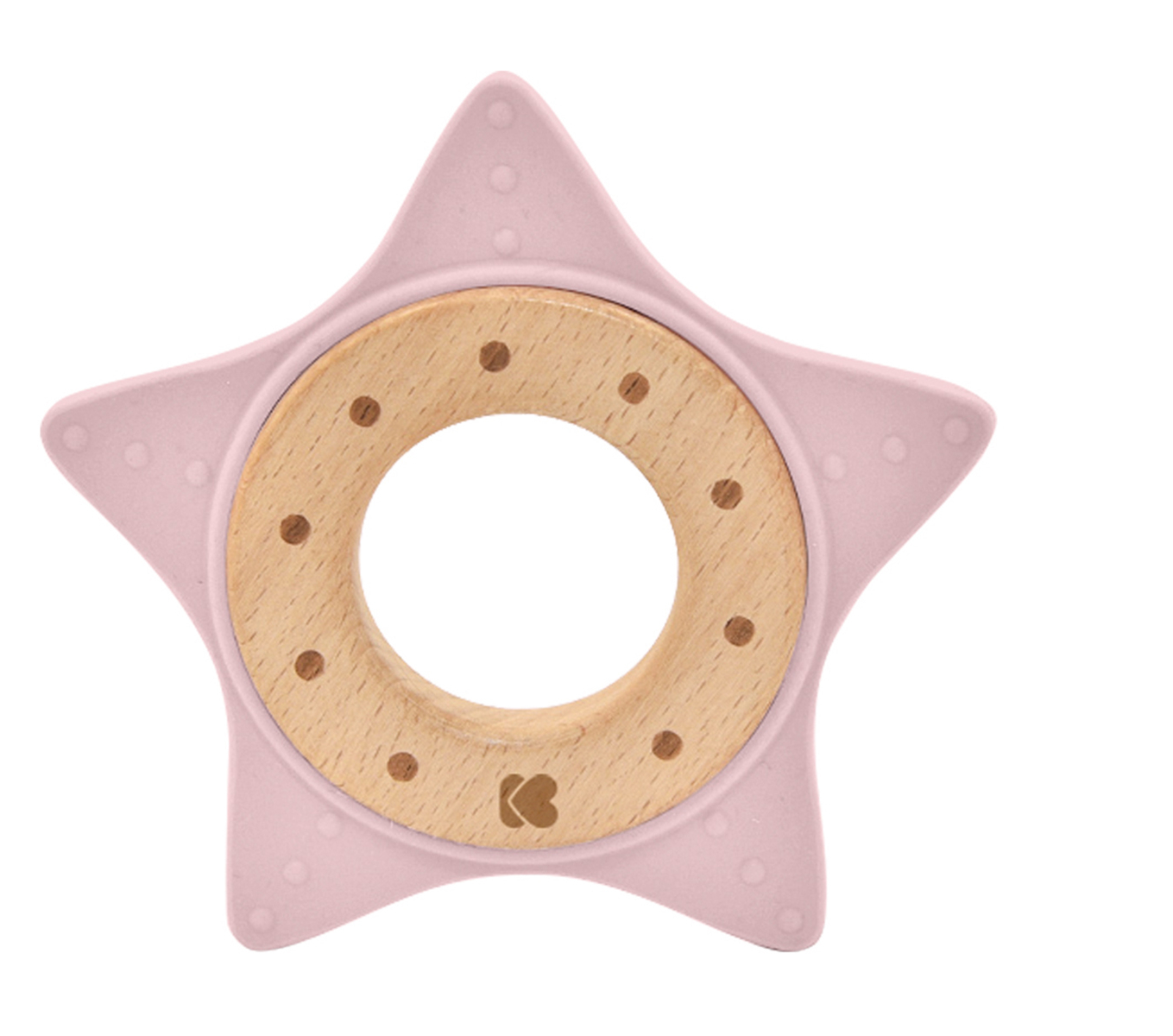 KikkaBoo Kousátko silikon a dřevo star pink KikkaBoo