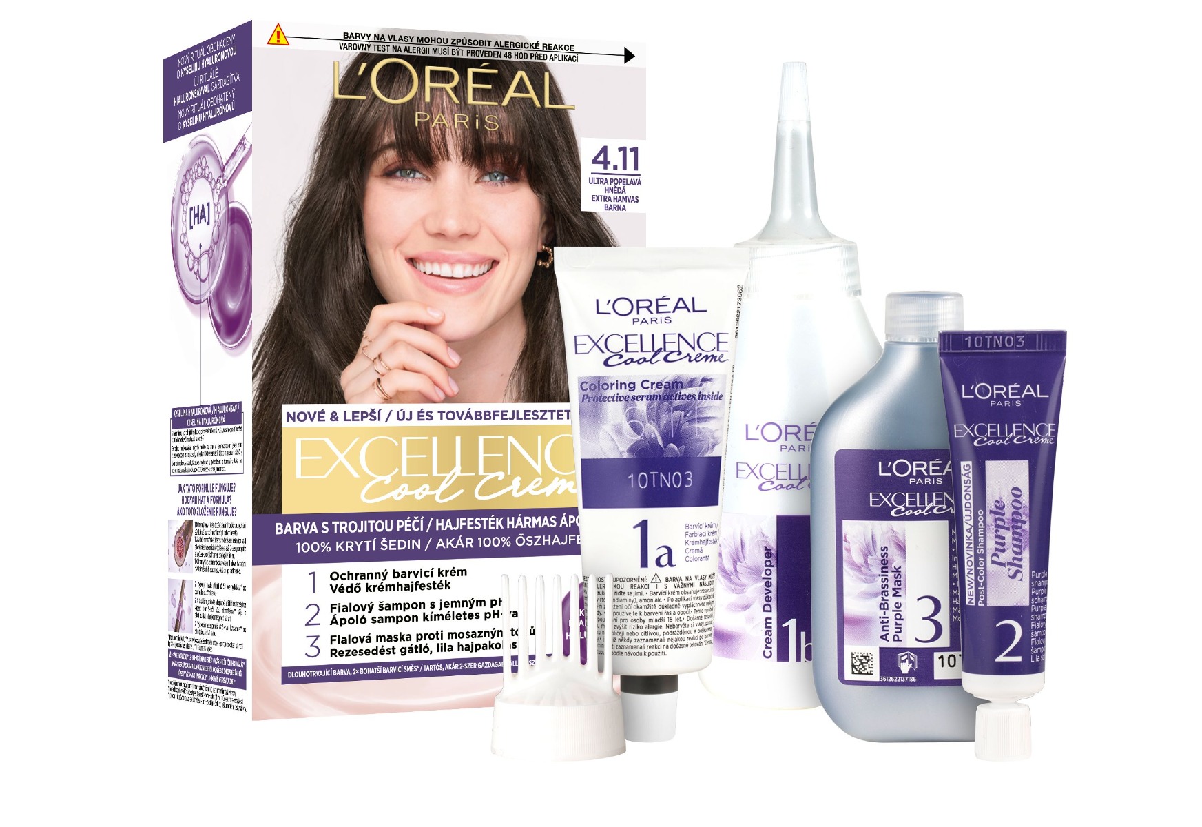 Loréal Paris Excellence Cool Creme odstín 4.11 ultra popelavá hnědá barva na vlasy Loréal Paris