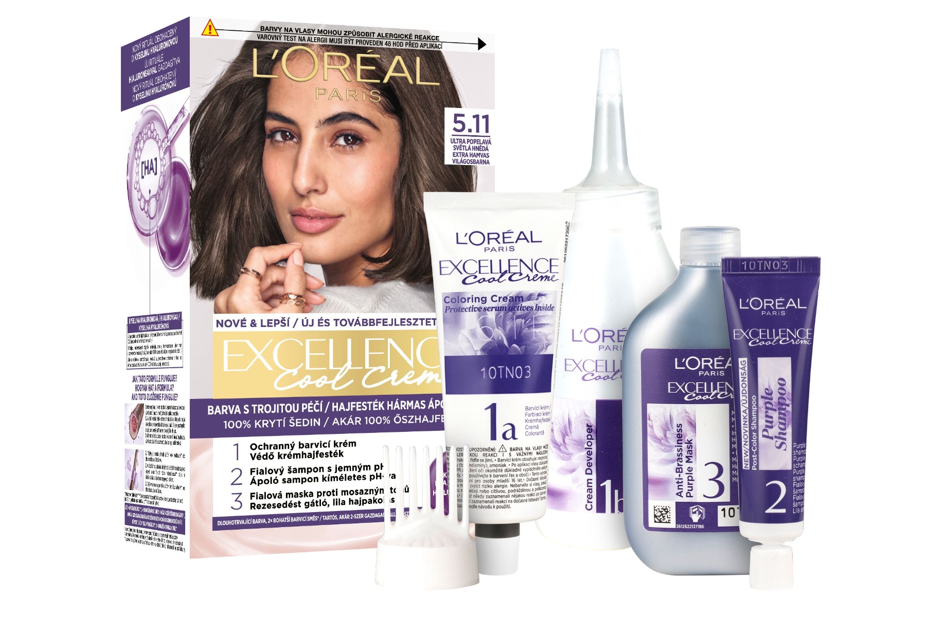 Loréal Paris Excellence Cool Creme odstín 5.11 ultra popelavá světlá hnědá barva na vlasy Loréal Paris