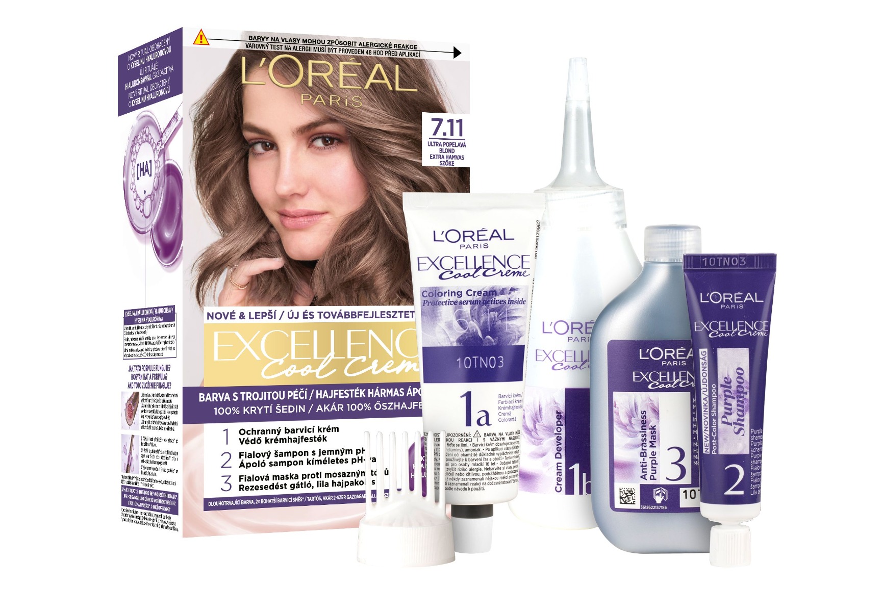 Loréal Paris Excellence Cool Creme odstín 7.11 ultra popelavá blond barva na vlasy Loréal Paris