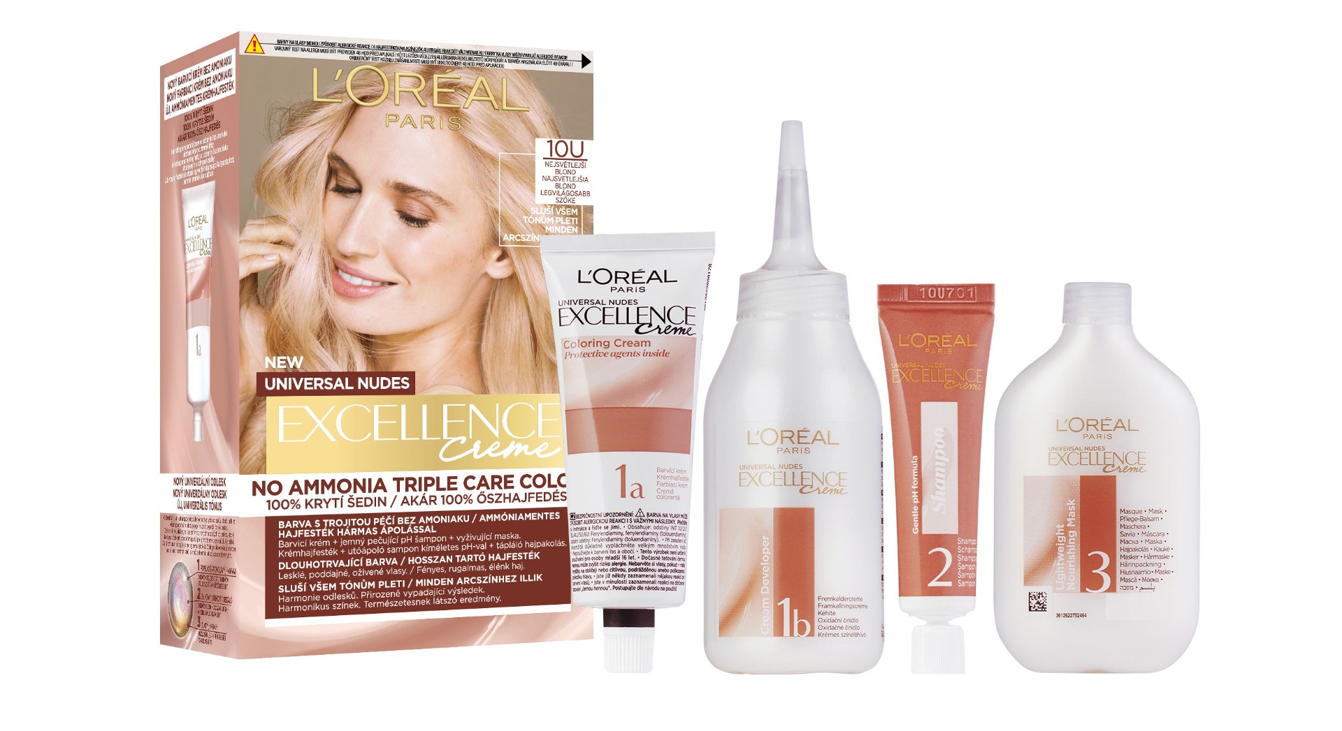 Loréal Paris Excellence Creme Universal Nudes odstín 10U nejsvětlejší blond barva na vlasy Loréal Paris