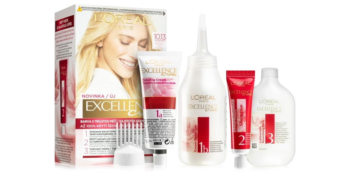 Loréal Paris Excellence Creme odstín 10.13 nejsvětlejší pravá blond barva na vlasy Loréal Paris