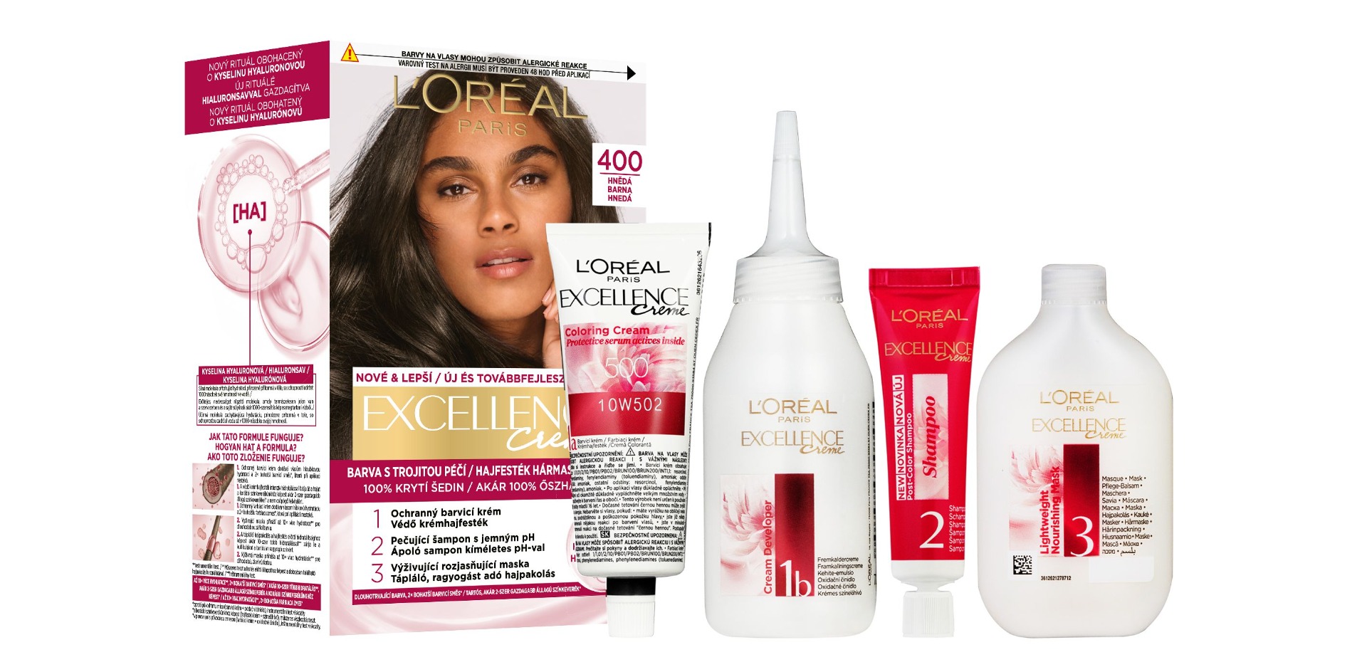 Loréal Paris Excellence Creme odstín 400 hnědá barva na vlasy Loréal Paris