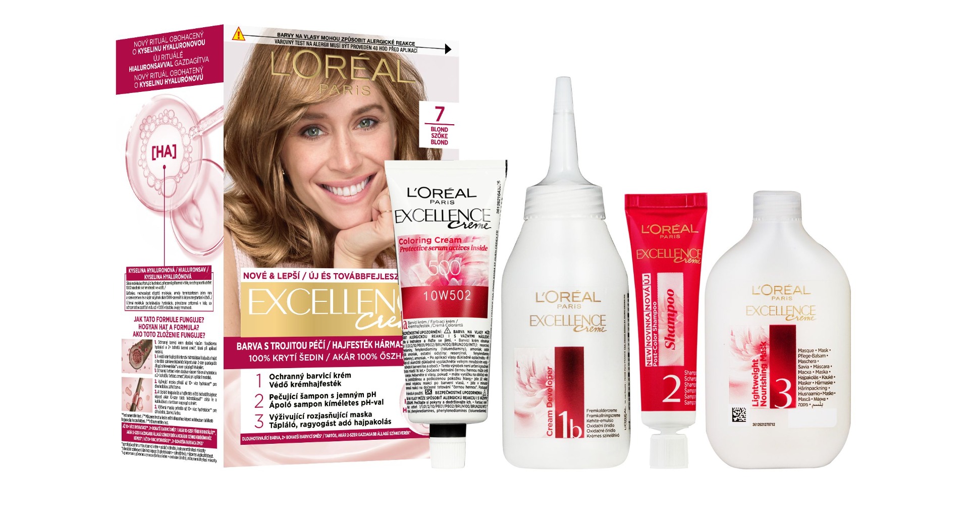 Loréal Paris Excellence Creme odstín 7 blond barva na vlasy Loréal Paris