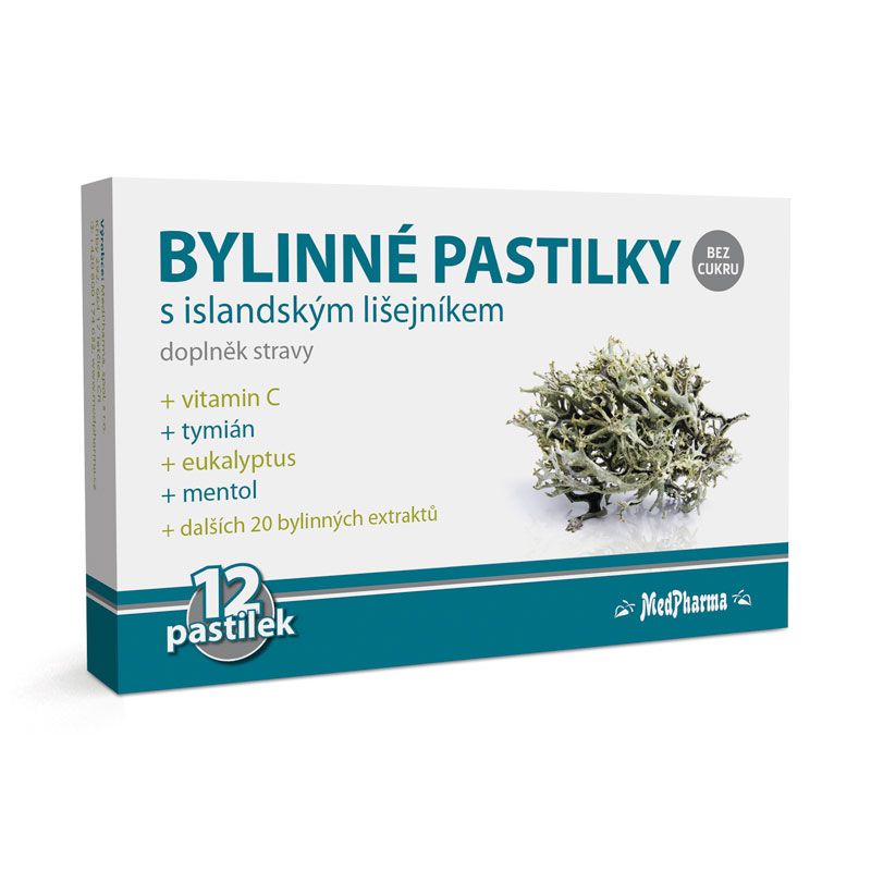 MedPharma Bylinné pastilky bez cukru islandský lišejník 12 ks MedPharma